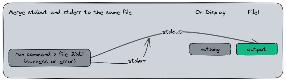 Merge stderr to stdout to a file.